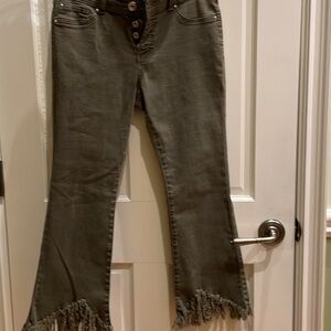 INC International Concepts Green Fringe Trim Jeans